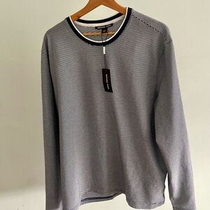 Michael Kors Midnight Blue and White Striped Long Sleeve  Resort 24 Made in Peru